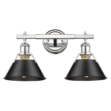 Golden 3306-BA2 CH-BLK - Yep by Golden Lighting Orwell 2-light Vanity in Chrome and Matte Black shade